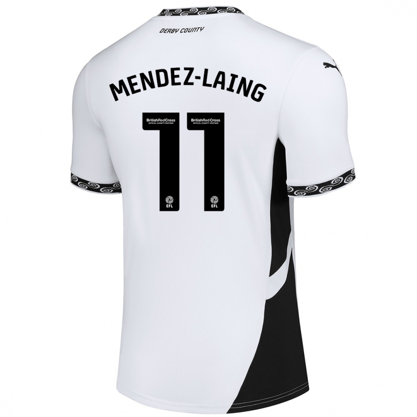 Niño Fútbol Camiseta Nathaniel Méndez-Laing #11 Blanco Negro 1ª Equipación 2024/25 Argentina