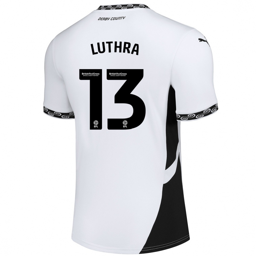 Niño Fútbol Camiseta Rohan Luthra #13 Blanco Negro 1ª Equipación 2024/25 Argentina