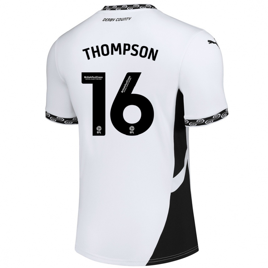 Niño Fútbol Camiseta Liam Thompson #16 Blanco Negro 1ª Equipación 2024/25 Argentina