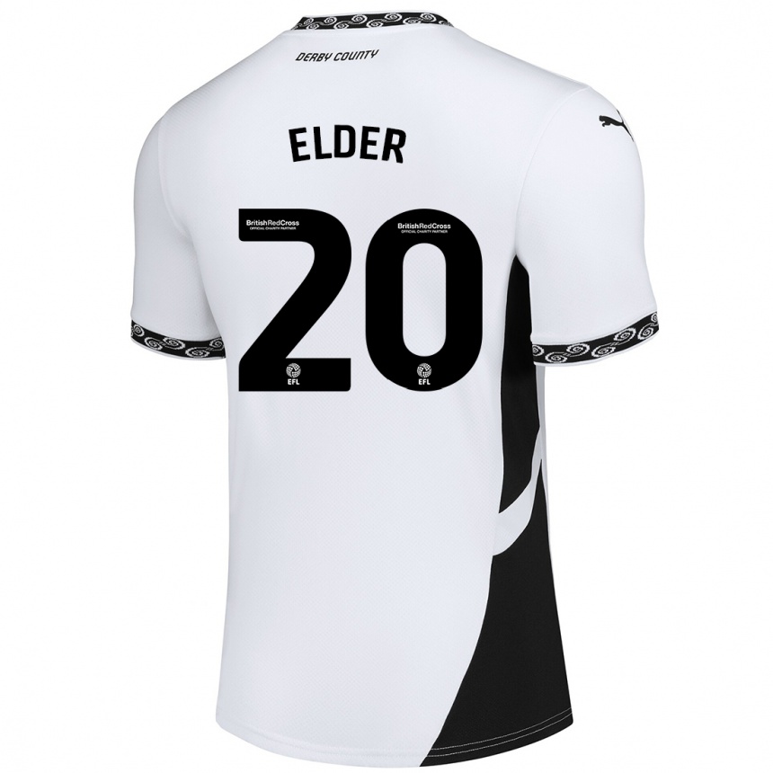 Niño Fútbol Camiseta Callum Elder #20 Blanco Negro 1ª Equipación 2024/25 Argentina