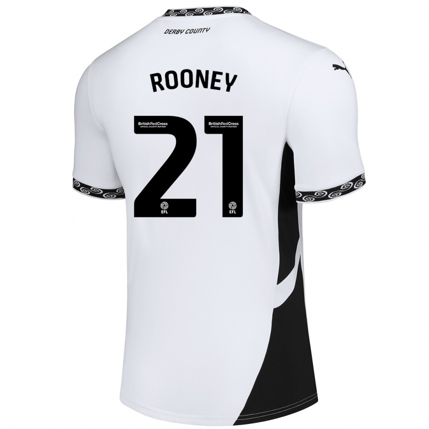 Niño Fútbol Camiseta Jake Rooney #21 Blanco Negro 1ª Equipación 2024/25 Argentina