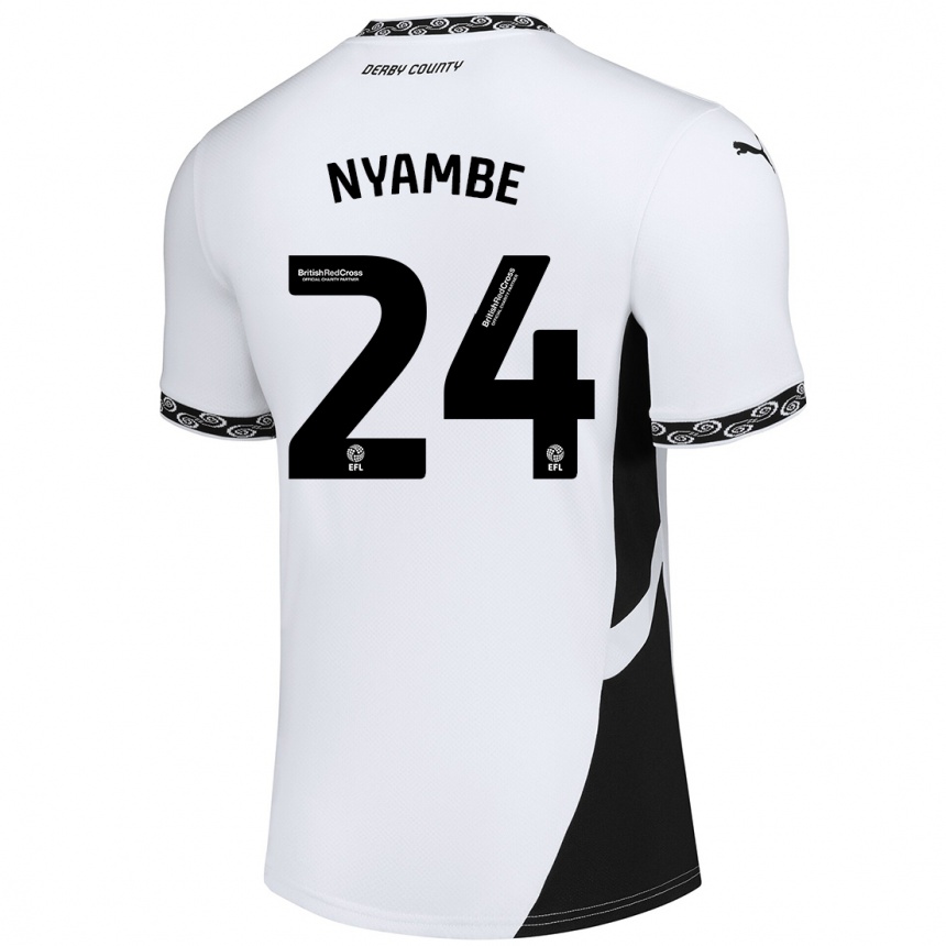 Niño Fútbol Camiseta Ryan Nyambe #24 Blanco Negro 1ª Equipación 2024/25 Argentina