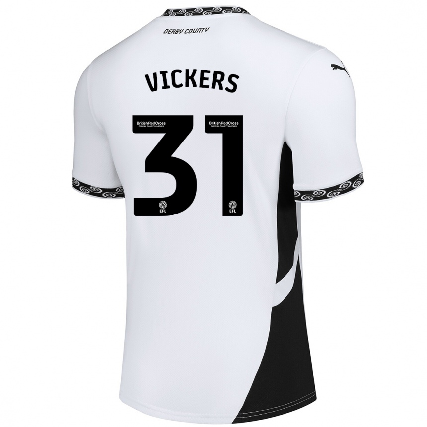 Niño Fútbol Camiseta Josh Vickers #31 Blanco Negro 1ª Equipación 2024/25 Argentina