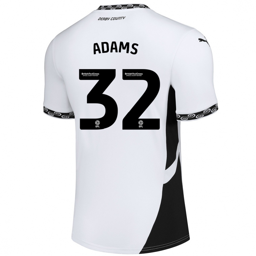 Niño Fútbol Camiseta Ebou Adams #32 Blanco Negro 1ª Equipación 2024/25 Argentina