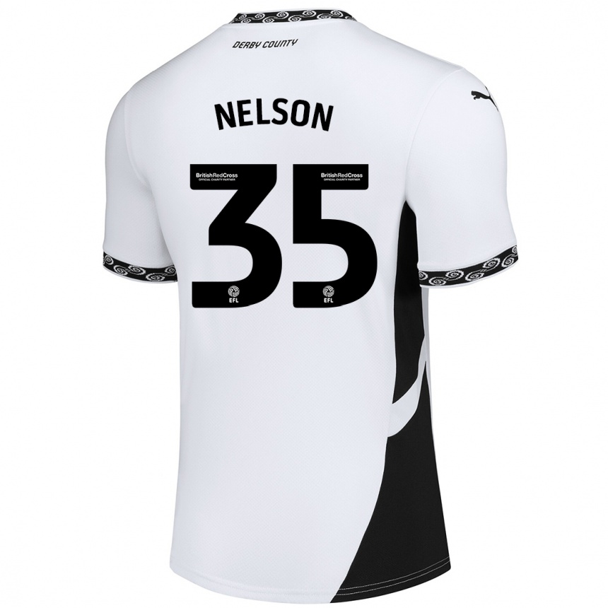 Niño Fútbol Camiseta Curtis Nelson #35 Blanco Negro 1ª Equipación 2024/25 Argentina