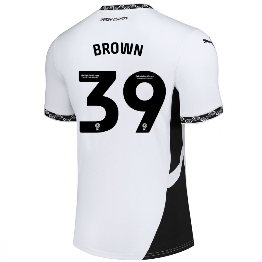 Niño Fútbol Camiseta Dajaune Brown #39 Blanco Negro 1ª Equipación 2024/25 Argentina