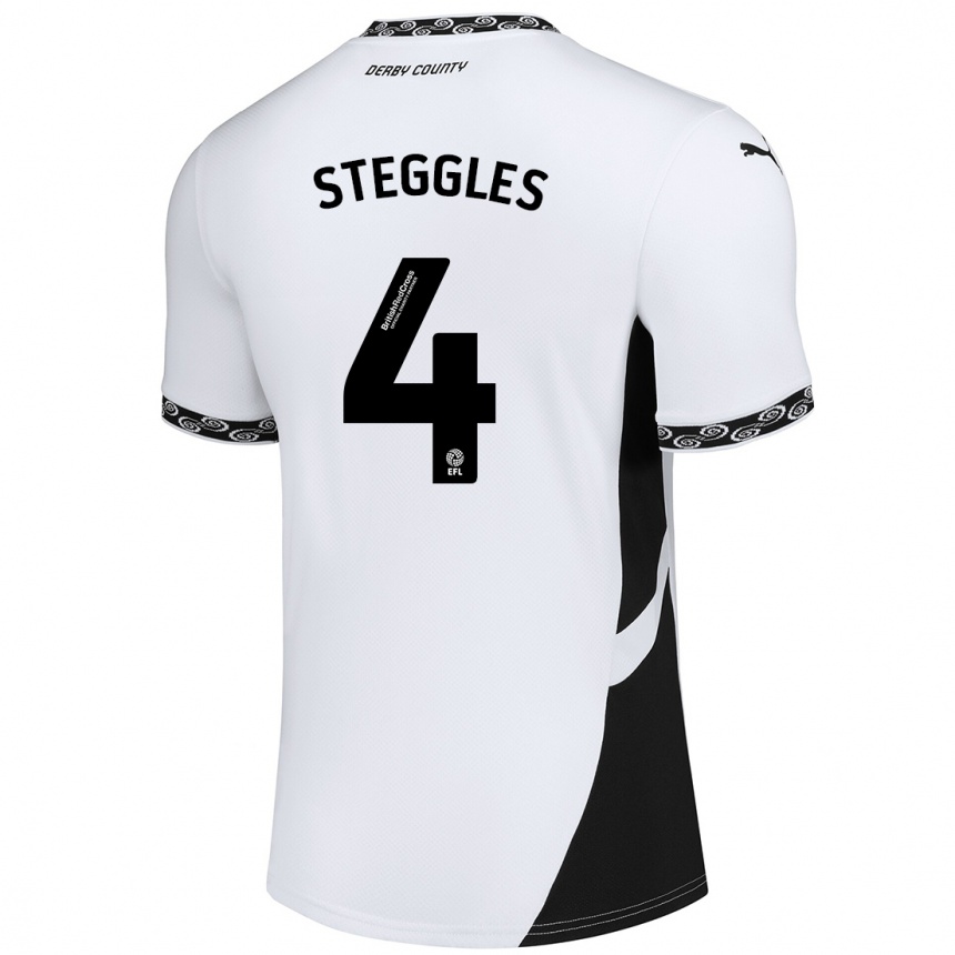 Niño Fútbol Camiseta Charlotte Steggles #4 Blanco Negro 1ª Equipación 2024/25 Argentina