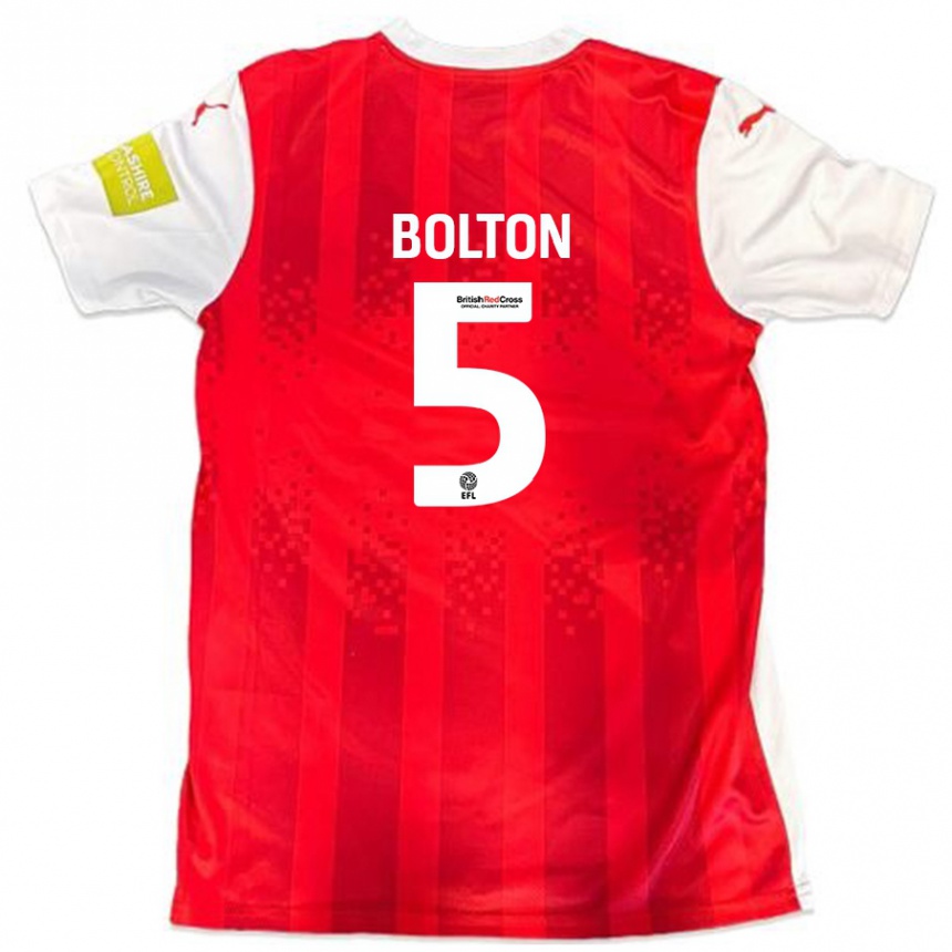 Niño Fútbol Camiseta James Bolton #5 Rojo Blanco 1ª Equipación 2024/25 Argentina