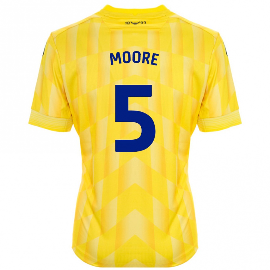 Niño Fútbol Camiseta Elliott Moore #5 Amarillo 1ª Equipación 2024/25 Argentina