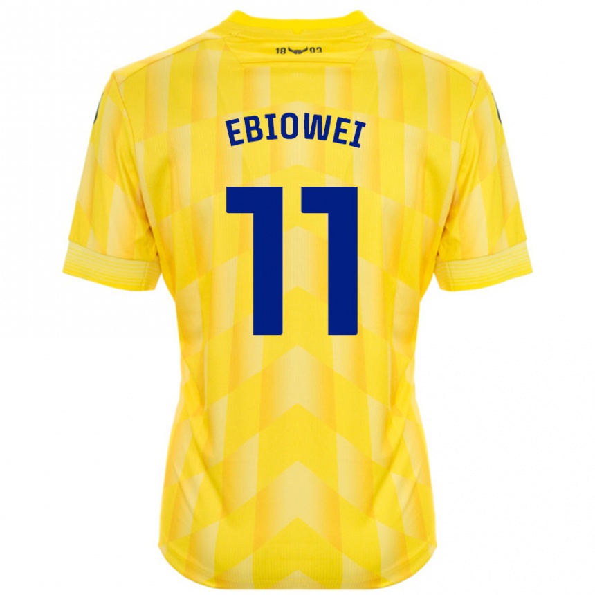 Niño Fútbol Camiseta Malcolm Ebiowei #11 Amarillo 1ª Equipación 2024/25 Argentina