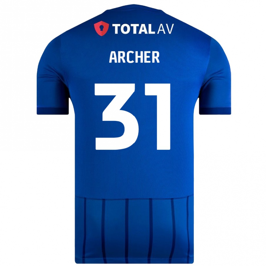 Niño Fútbol Camiseta Jordan Archer #31 Azul 1ª Equipación 2024/25 Argentina