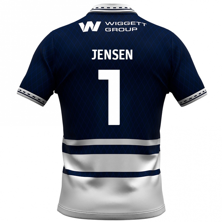 Niño Fútbol Camiseta Lukas Jensen #1 Azul Marino Blanco 1ª Equipación 2024/25 Argentina