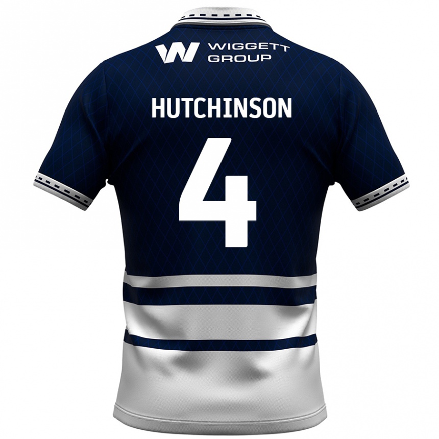 Niño Fútbol Camiseta Shaun Hutchinson #4 Azul Marino Blanco 1ª Equipación 2024/25 Argentina