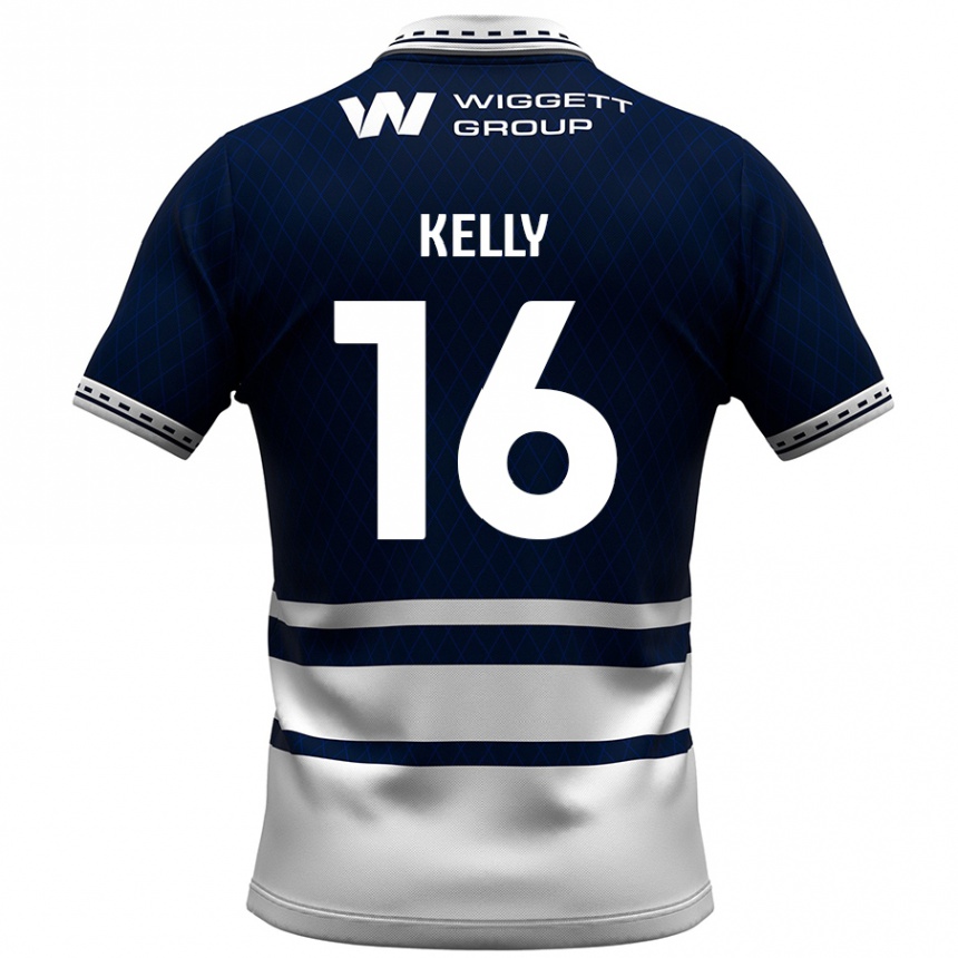 Niño Fútbol Camiseta Daniel Kelly #16 Azul Marino Blanco 1ª Equipación 2024/25 Argentina