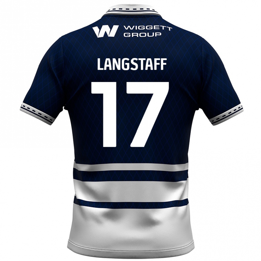 Niño Fútbol Camiseta Macaulay Langstaff #17 Azul Marino Blanco 1ª Equipación 2024/25 Argentina