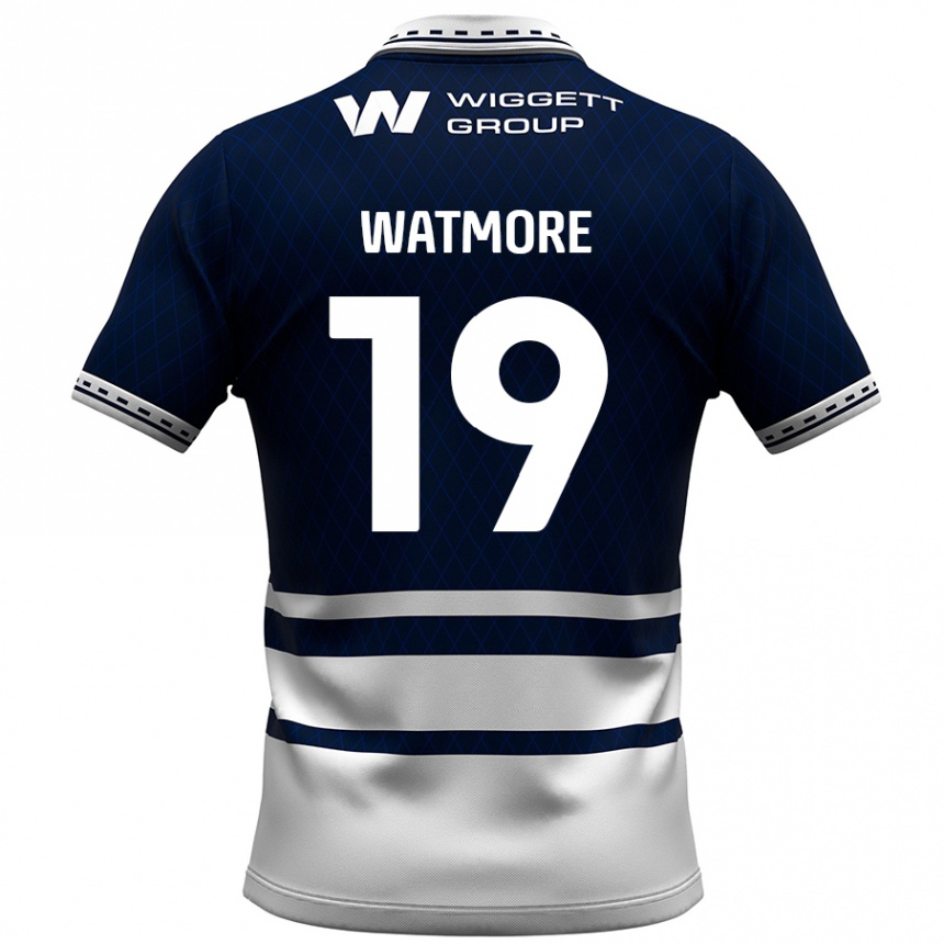 Niño Fútbol Camiseta Duncan Watmore #19 Azul Marino Blanco 1ª Equipación 2024/25 Argentina