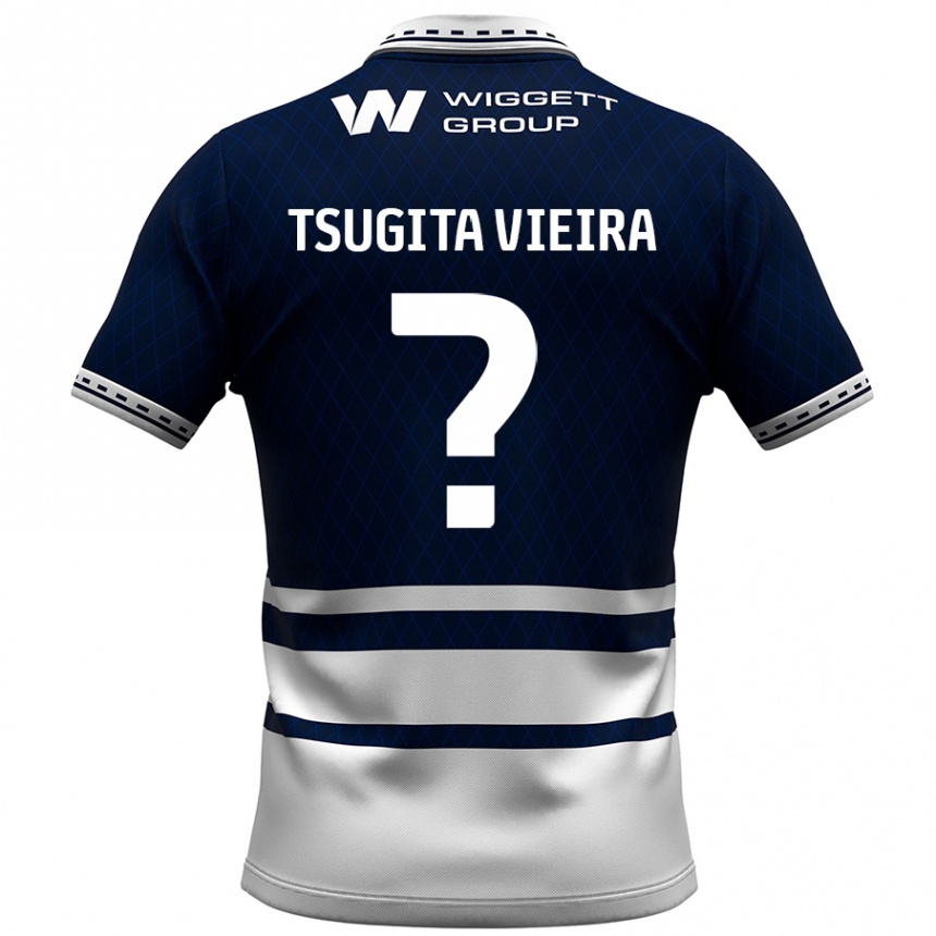 Niño Fútbol Camiseta Sacha Tsugita Vieira #0 Azul Marino Blanco 1ª Equipación 2024/25 Argentina