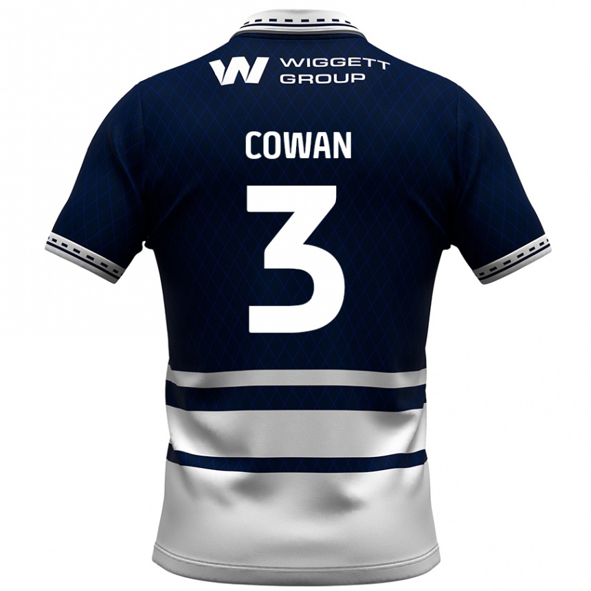 Niño Fútbol Camiseta Leanne Cowan #3 Azul Marino Blanco 1ª Equipación 2024/25 Argentina