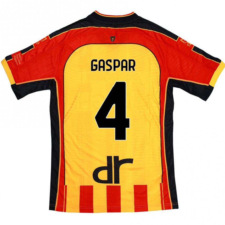 Niño Fútbol Camiseta Kialonda Gaspar #4 Amarillo Rojo 1ª Equipación 2024/25 Argentina