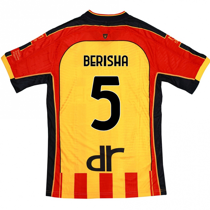 Niño Fútbol Camiseta Medon Berisha #5 Amarillo Rojo 1ª Equipación 2024/25 Argentina