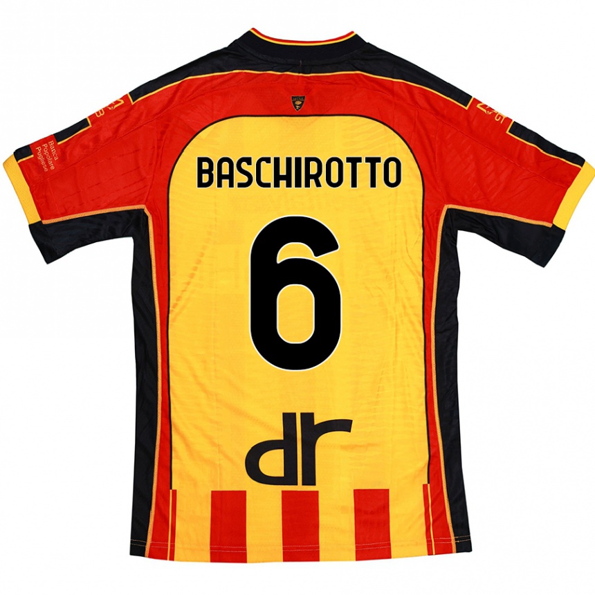 Niño Fútbol Camiseta Federico Baschirotto #6 Amarillo Rojo 1ª Equipación 2024/25 Argentina