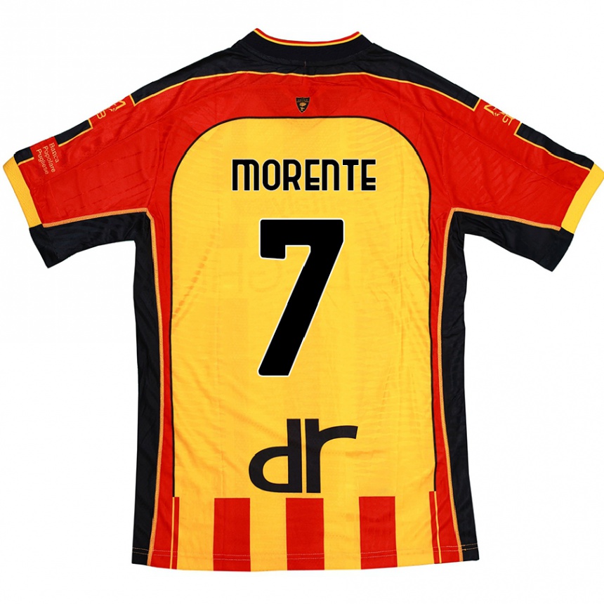 Niño Fútbol Camiseta Tete Morente #7 Amarillo Rojo 1ª Equipación 2024/25 Argentina