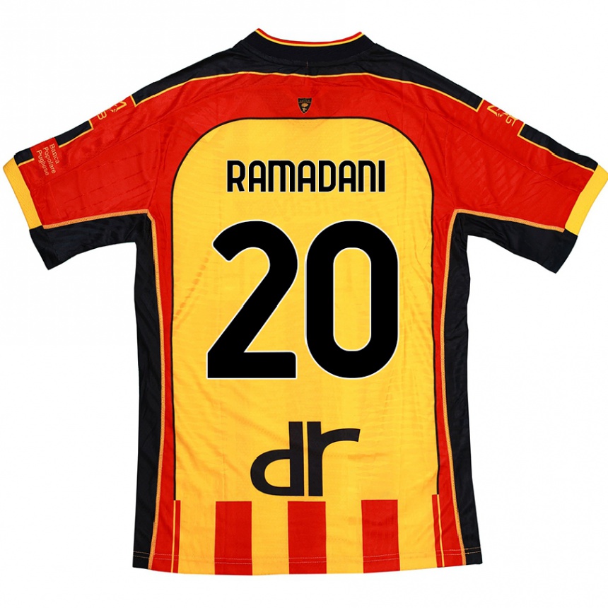 Niño Fútbol Camiseta Ylber Ramadani #20 Amarillo Rojo 1ª Equipación 2024/25 Argentina