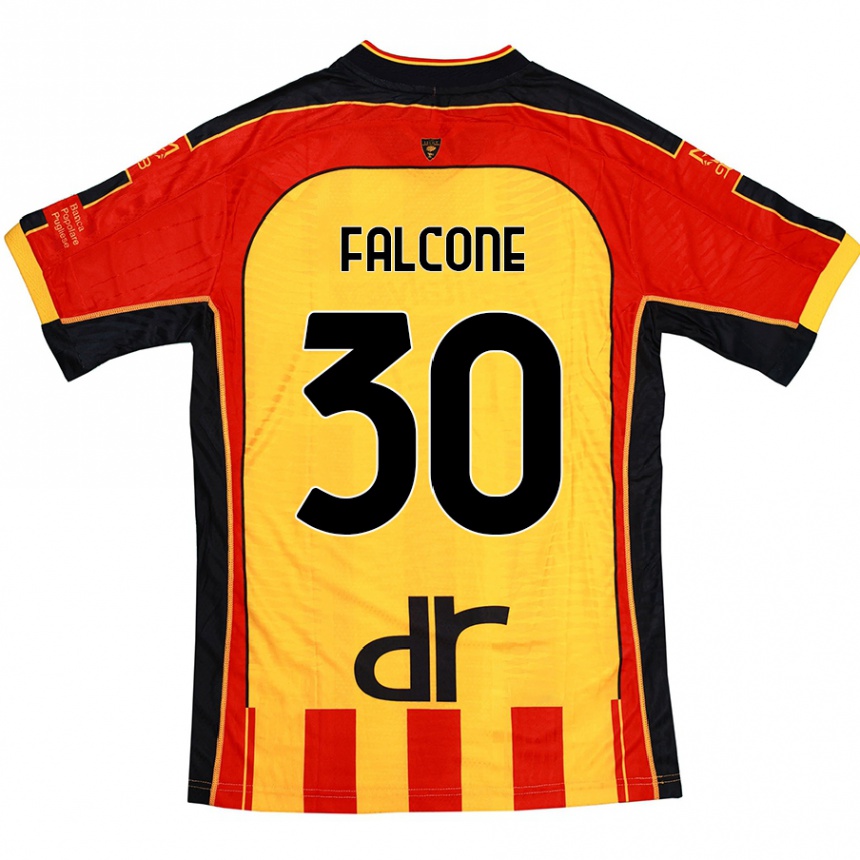 Niño Fútbol Camiseta Wladimiro Falcone #30 Amarillo Rojo 1ª Equipación 2024/25 Argentina