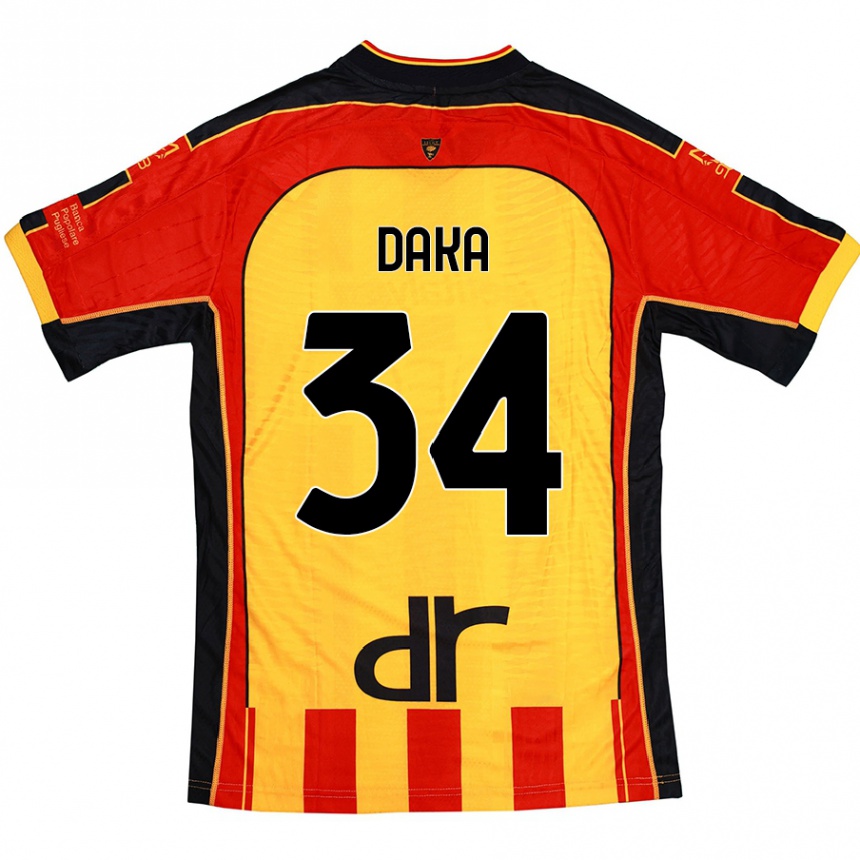 Niño Fútbol Camiseta Dario Daka #34 Amarillo Rojo 1ª Equipación 2024/25 Argentina