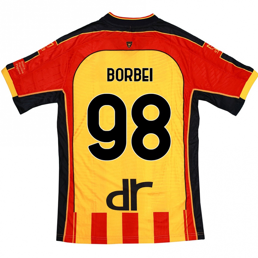 Niño Fútbol Camiseta Alexandru Borbei #98 Amarillo Rojo 1ª Equipación 2024/25 Argentina