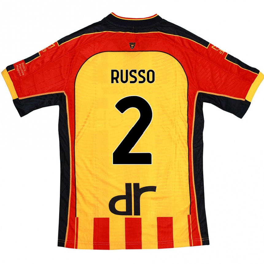 Niño Fútbol Camiseta Luca Russo #2 Amarillo Rojo 1ª Equipación 2024/25 Argentina