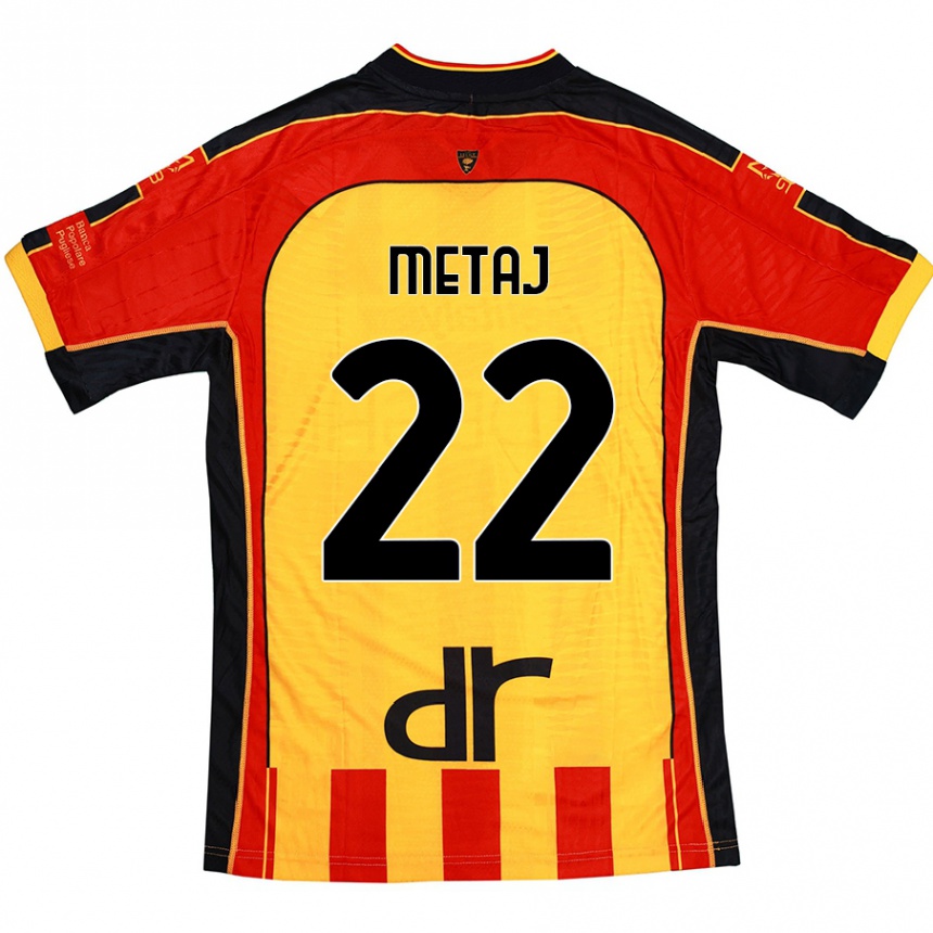 Niño Fútbol Camiseta Dejvi Metaj #22 Amarillo Rojo 1ª Equipación 2024/25 Argentina