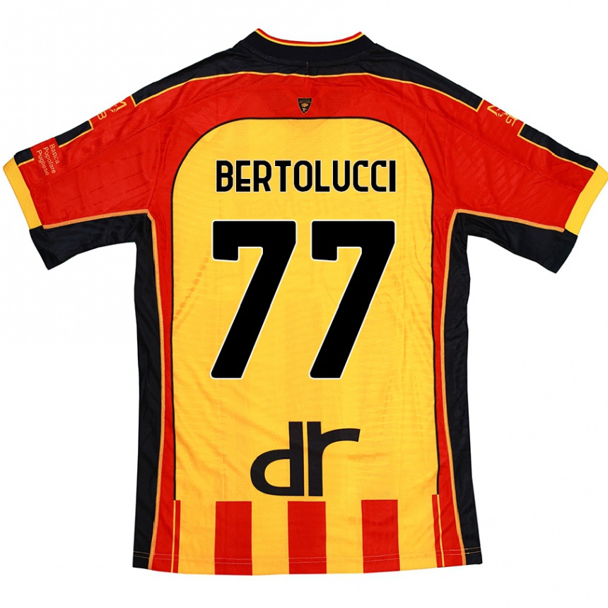 Niño Fútbol Camiseta Sandro Bertolucci #77 Amarillo Rojo 1ª Equipación 2024/25 Argentina