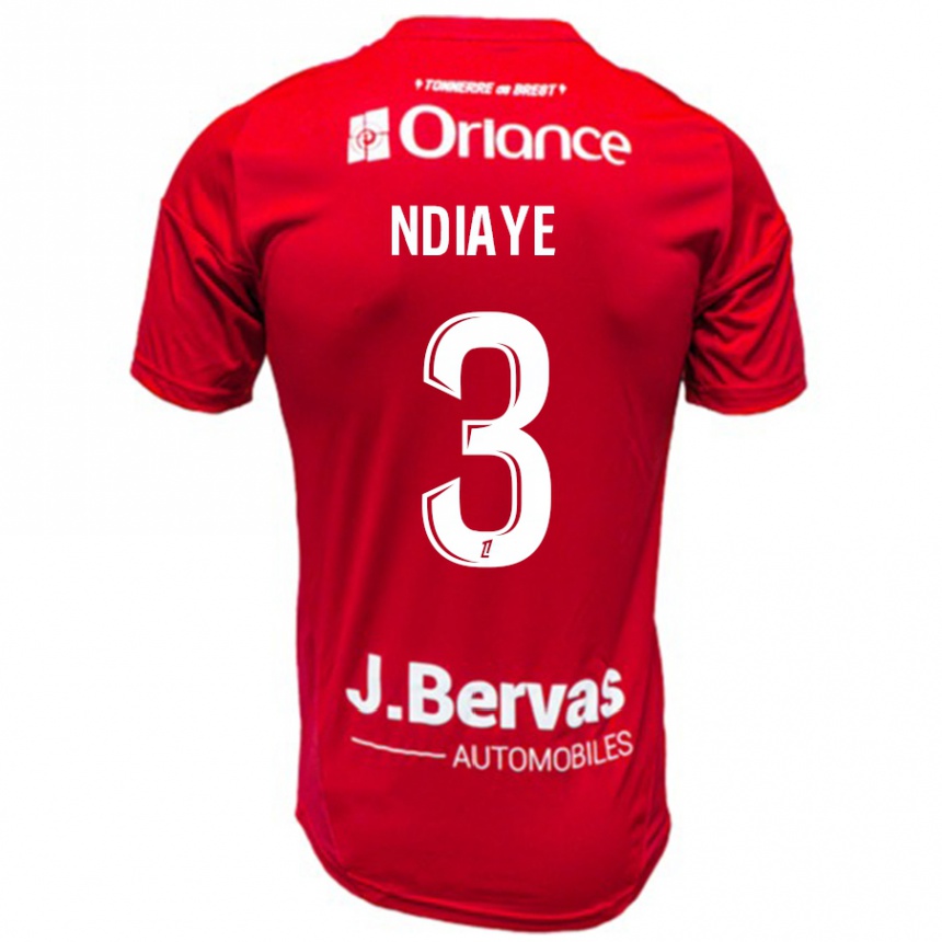 Niño Fútbol Camiseta Abdoulaye Ndiaye #3 Rojo Blanco 1ª Equipación 2024/25 Argentina