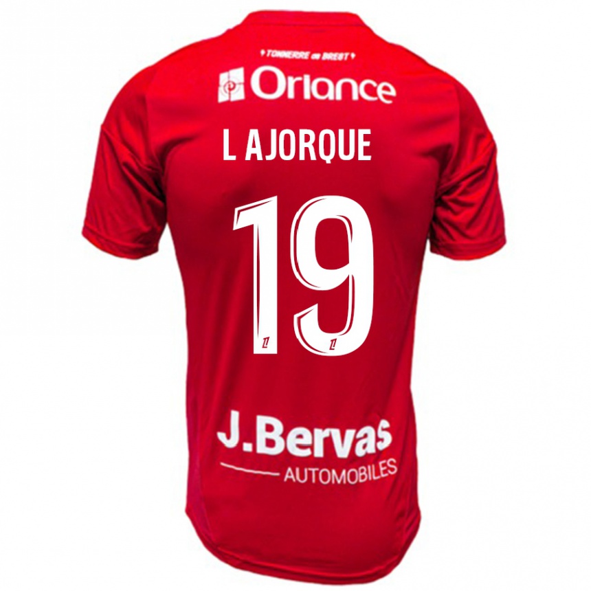 Niño Fútbol Camiseta Ludovic Ajorque #19 Rojo Blanco 1ª Equipación 2024/25 Argentina