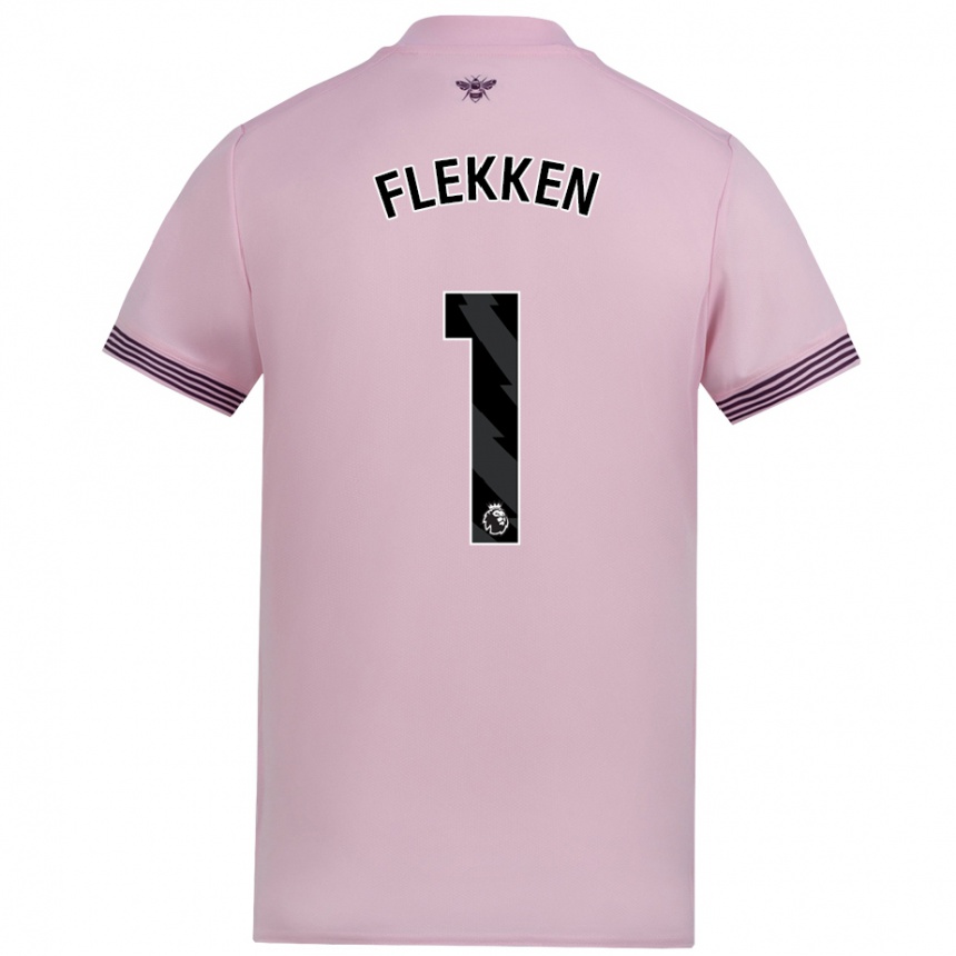 Niño Fútbol Camiseta Mark Flekken #1 Rosa 2ª Equipación 2024/25 Argentina