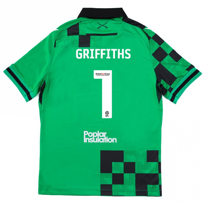 Niño Fútbol Camiseta Josh Griffiths #1 Verde Negro 2ª Equipación 2024/25 Argentina