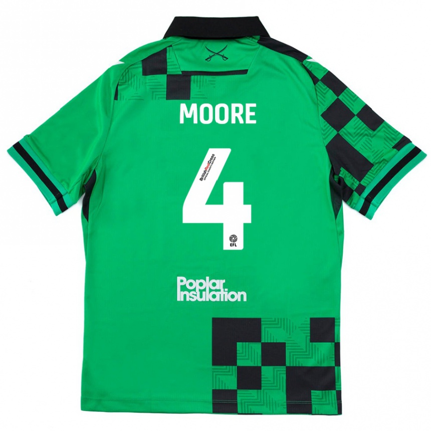 Niño Fútbol Camiseta Taylor Moore #4 Verde Negro 2ª Equipación 2024/25 Argentina