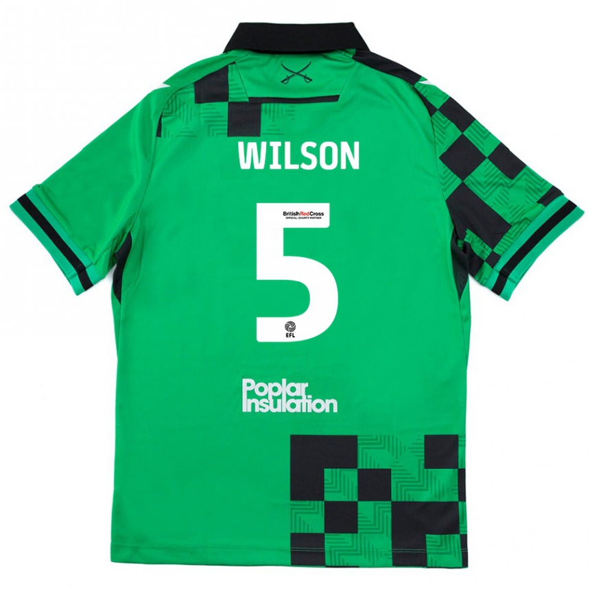 Niño Fútbol Camiseta James Wilson #5 Verde Negro 2ª Equipación 2024/25 Argentina