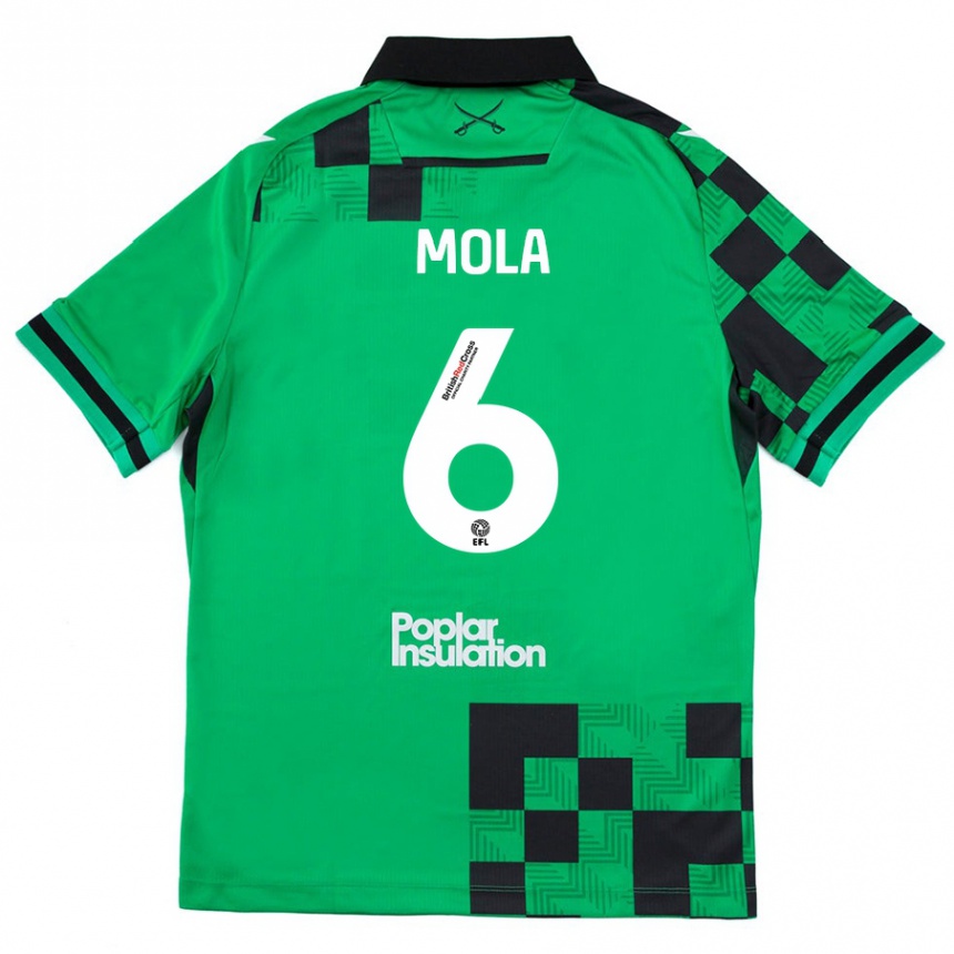 Niño Fútbol Camiseta Clinton Mola #6 Verde Negro 2ª Equipación 2024/25 Argentina