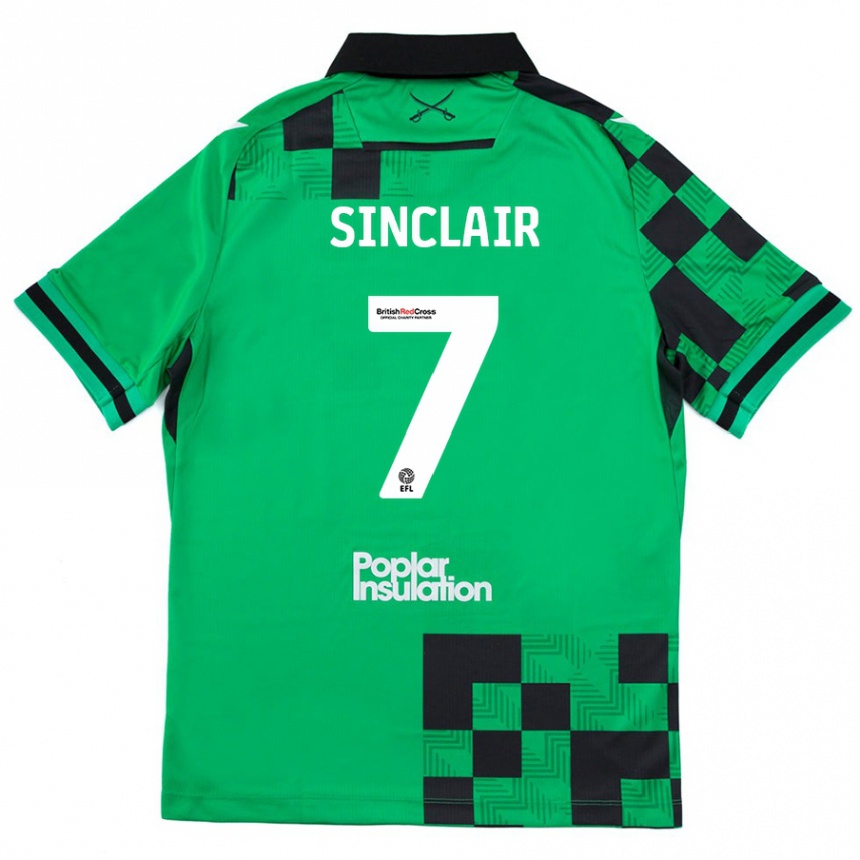 Niño Fútbol Camiseta Scott Sinclair #7 Verde Negro 2ª Equipación 2024/25 Argentina