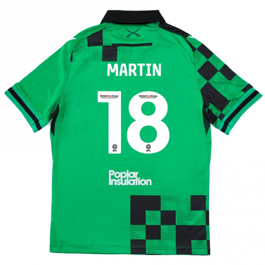 Niño Fútbol Camiseta Chris Martin #18 Verde Negro 2ª Equipación 2024/25 Argentina