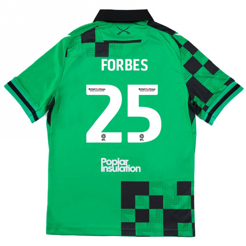 Niño Fútbol Camiseta Michael Forbes #25 Verde Negro 2ª Equipación 2024/25 Argentina