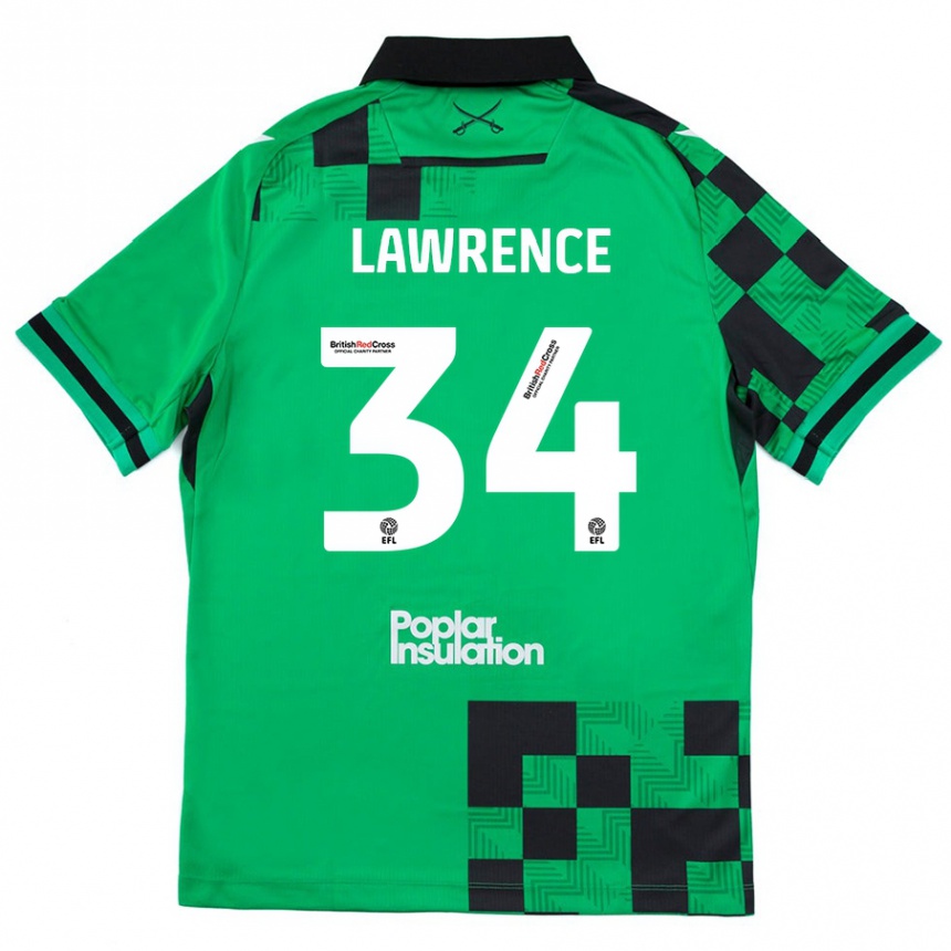 Niño Fútbol Camiseta Jerry Lawrence #34 Verde Negro 2ª Equipación 2024/25 Argentina