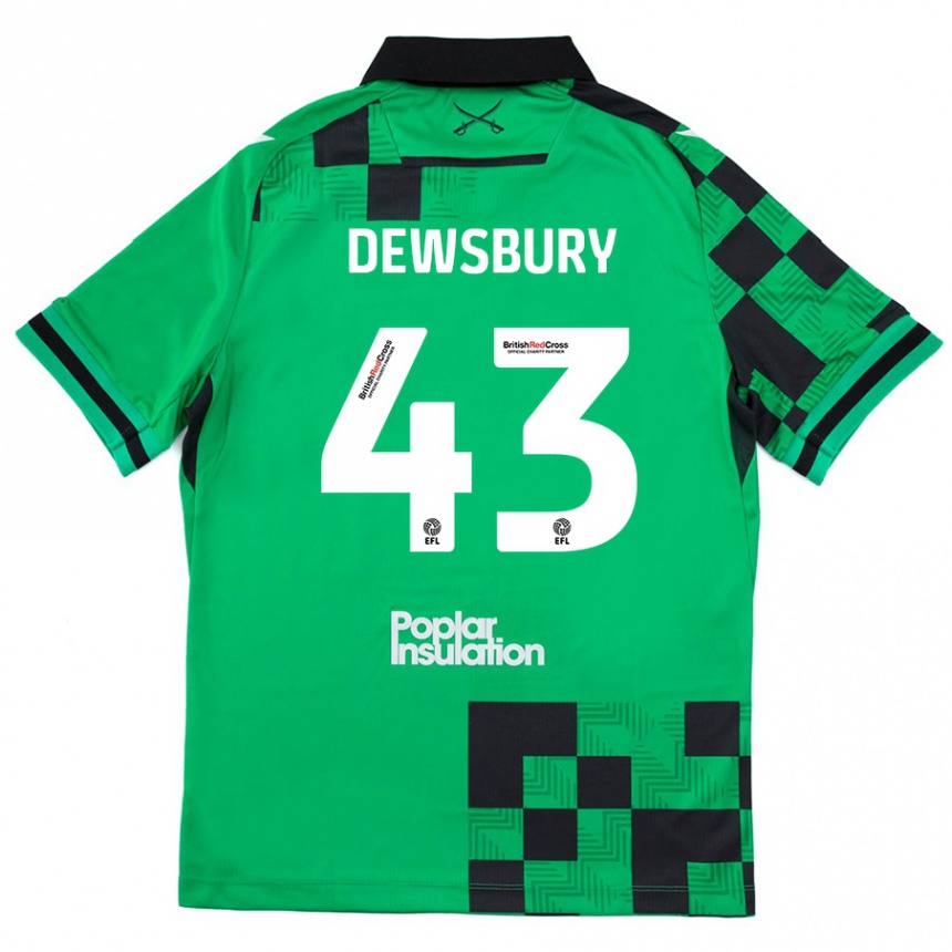 Niño Fútbol Camiseta Ollie Dewsbury #43 Verde Negro 2ª Equipación 2024/25 Argentina