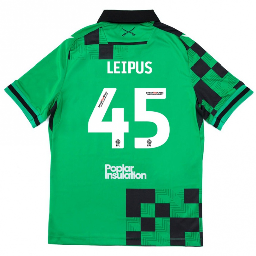 Niño Fútbol Camiseta Brooklyn Leipus #45 Verde Negro 2ª Equipación 2024/25 Argentina