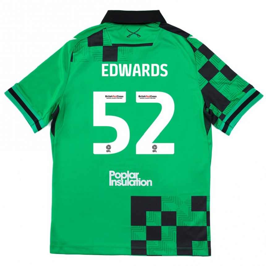 Niño Fútbol Camiseta Max Edwards #52 Verde Negro 2ª Equipación 2024/25 Argentina