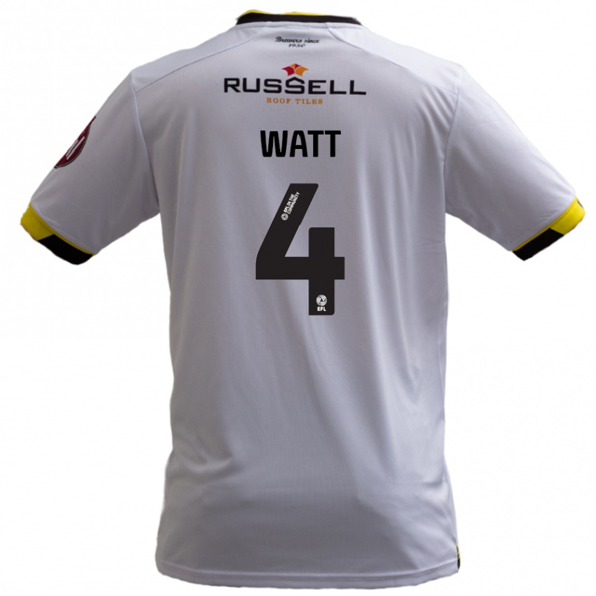 Niño Fútbol Camiseta Elliot Watt #4 Blanco 2ª Equipación 2024/25 Argentina