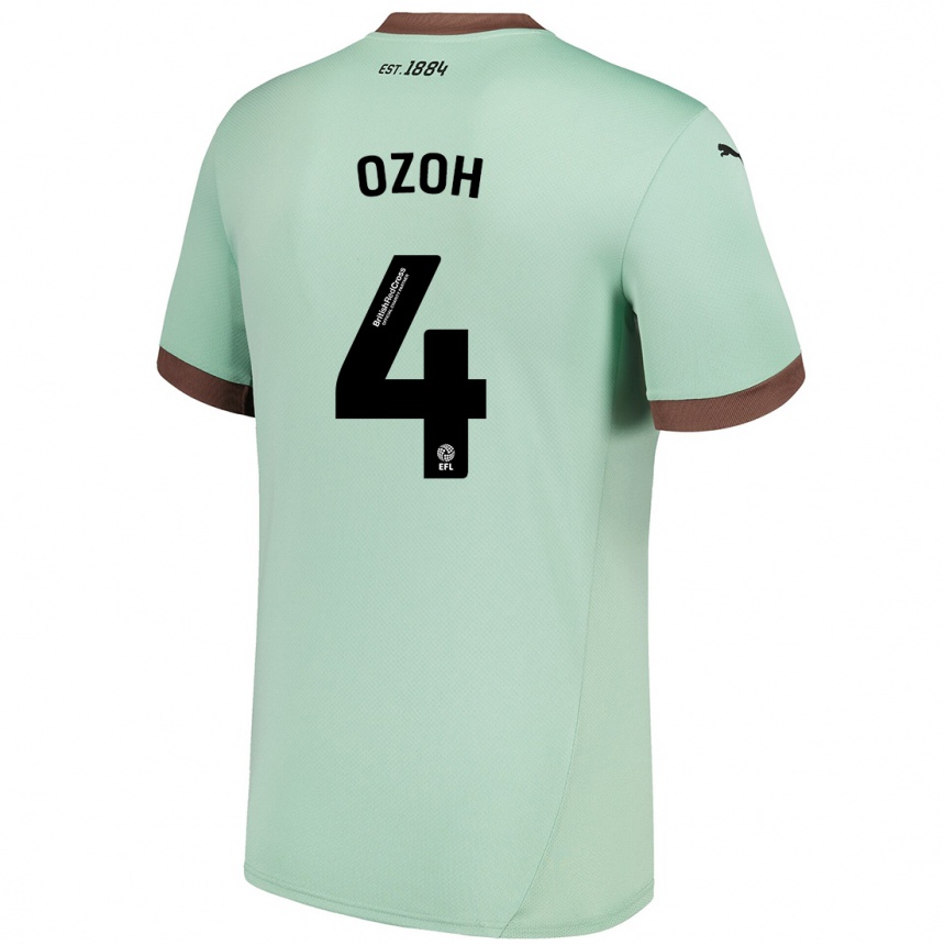 Niño Fútbol Camiseta David Ozoh #4 Verde Pálido 2ª Equipación 2024/25 Argentina