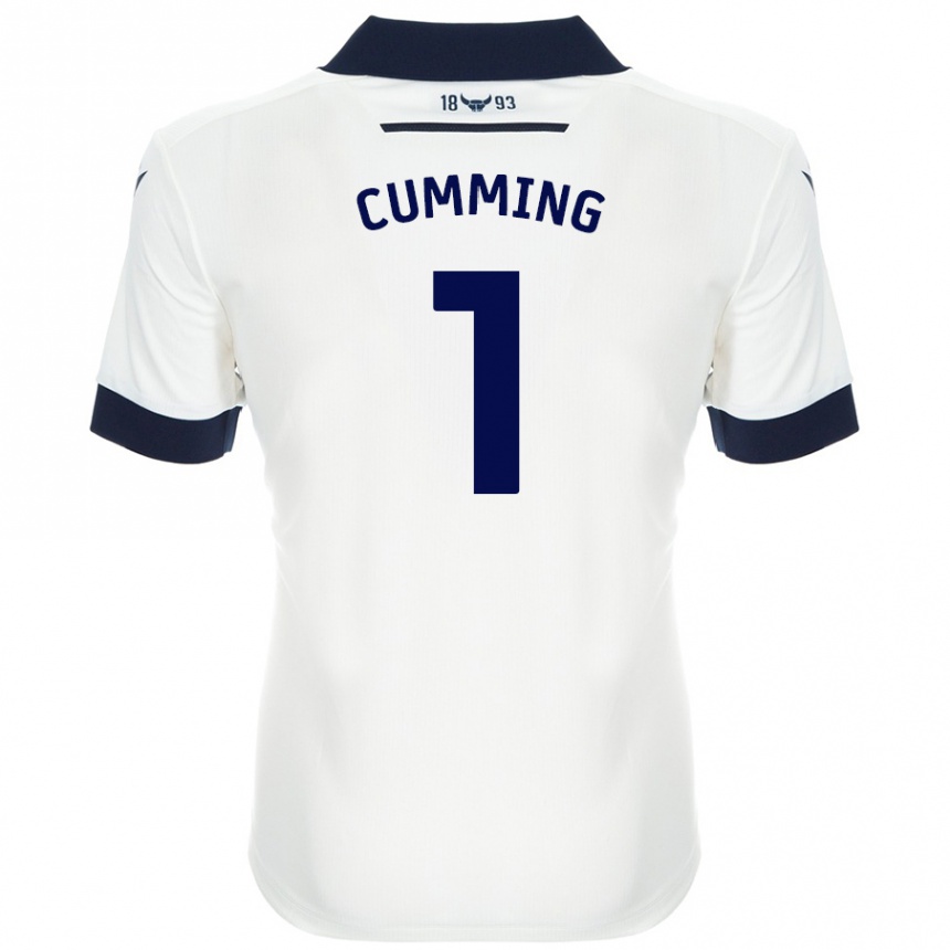 Niño Fútbol Camiseta Jamie Cumming #1 Blanco Azul Marino 2ª Equipación 2024/25 Argentina